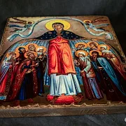 Подарочная икона "Покров Пресвятой Богородицы" Старение — фотография 3