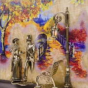 Ключница «Вечерняя прогулка. Мост» с подсветкой и бронзой — оригинальный подарок — фотография 2