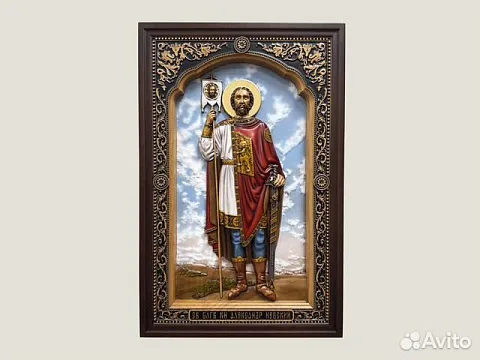 Икона резная из дерева Святой Александр Невский — оригинальный подарок