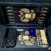 Нарды под стеклом «Золотой Герб России» — необычный подарок — фотография 4