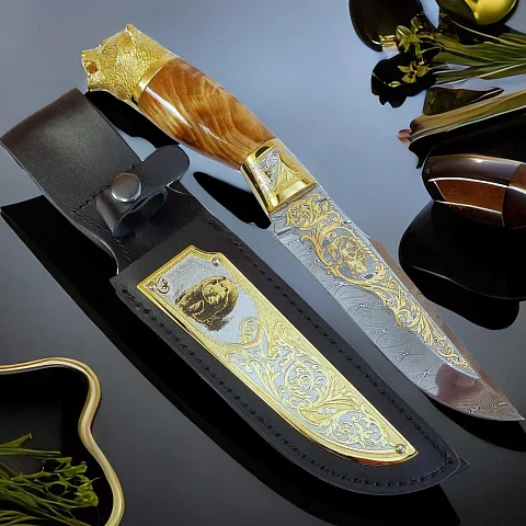 Дамасский нож «Медведь» №8 — красивый подарок