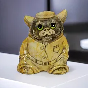 Скульптура «Котик в кепке» из камня — красивый подарок — фотография 1