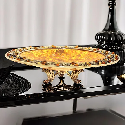 Подарочное блюдо интерьерное из янтаря