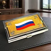 В подарок: Визитница «Флаг» с эмалью. Златоуст — фотография 1