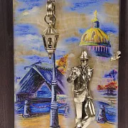 Бронзовая картина «Парень с розой. Набережная. Мост» — красивый подарок — фотография 4