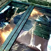 На память: Нарды под стеклом «Волк и лев» — фотография 3
