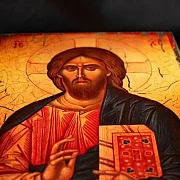 Икона "Христос Вседержитель" дерево, ручная работа — оригинальный подарок — фотография 5