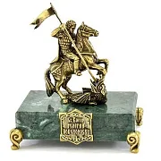 Статуэтка «Георгий Победоносец» из бронзы на камне — оригинальный подарок — фотография 4