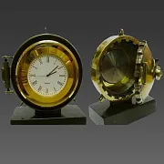 Настольные часы-сейф из латуни на змеевике — необычный подарок — фотография 2