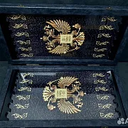 Нарды под стеклом «Золотой Герб России» — необычный подарок — фотография 3